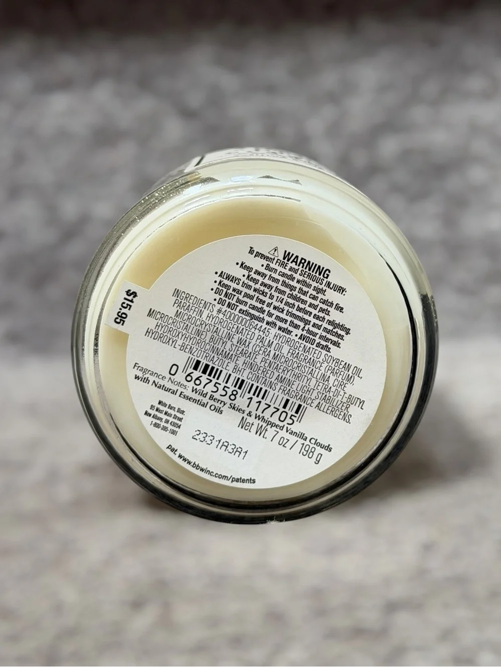 Bath & Body Works Among The Clouds Single Wick‎ Candle 7oz White Barn Rare BBW